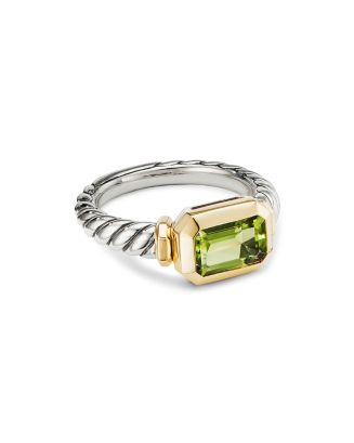 David Yurman Sterling Silver Novella Ring with Peridot & 18K Yellow Gold