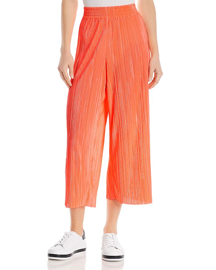 Alice And Olivia Alice + Olivia Elba Pleated Cropped Wide-leg Pants In Neon Peach