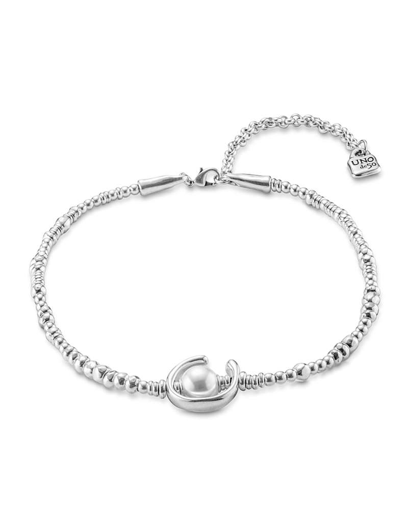 UNOde50 Sterling Silver-Plated Leather Necklace with Pearl