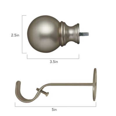 Cordelia Adjustable Curtain Rod with Ball Finials, 86"-120"