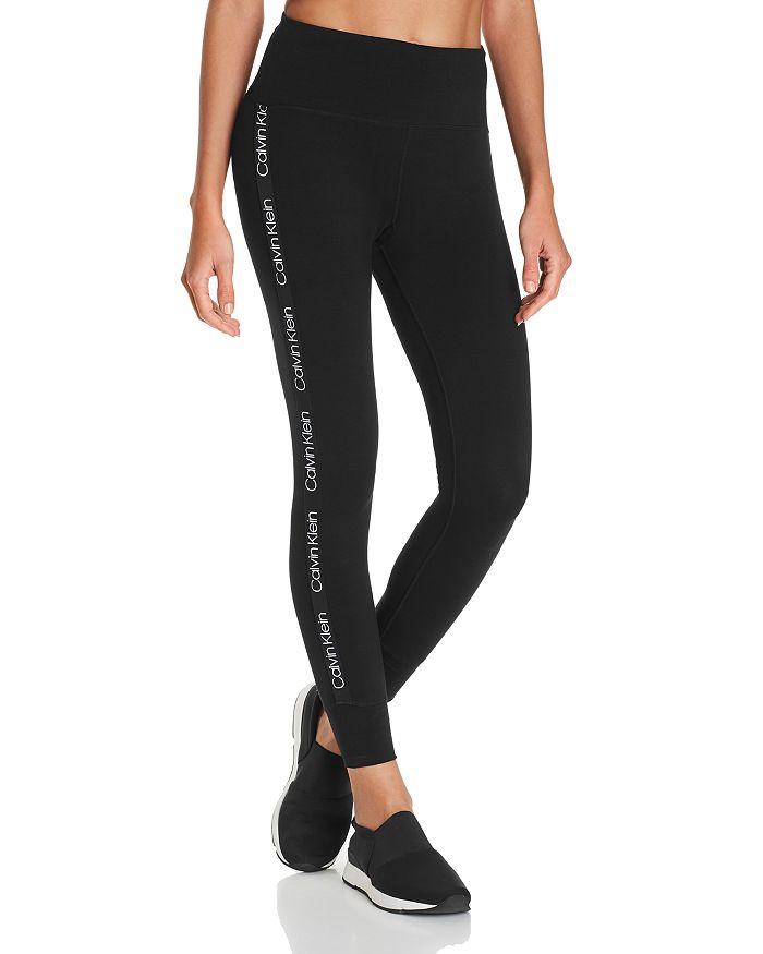 Calvin Klein Performance Logo Trim Leggings In Black Combo