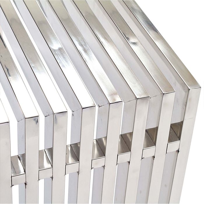 Modway Gridiron Stainless Steel Console Table In Silver
