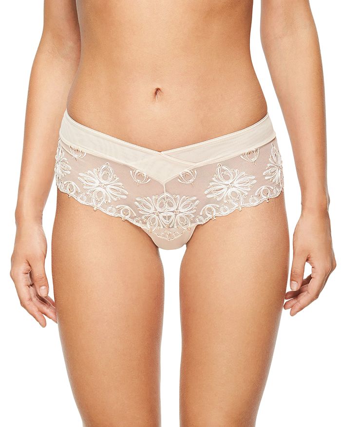 Shop Chantelle Champs-elysees Lace Hipster In Cappuccino