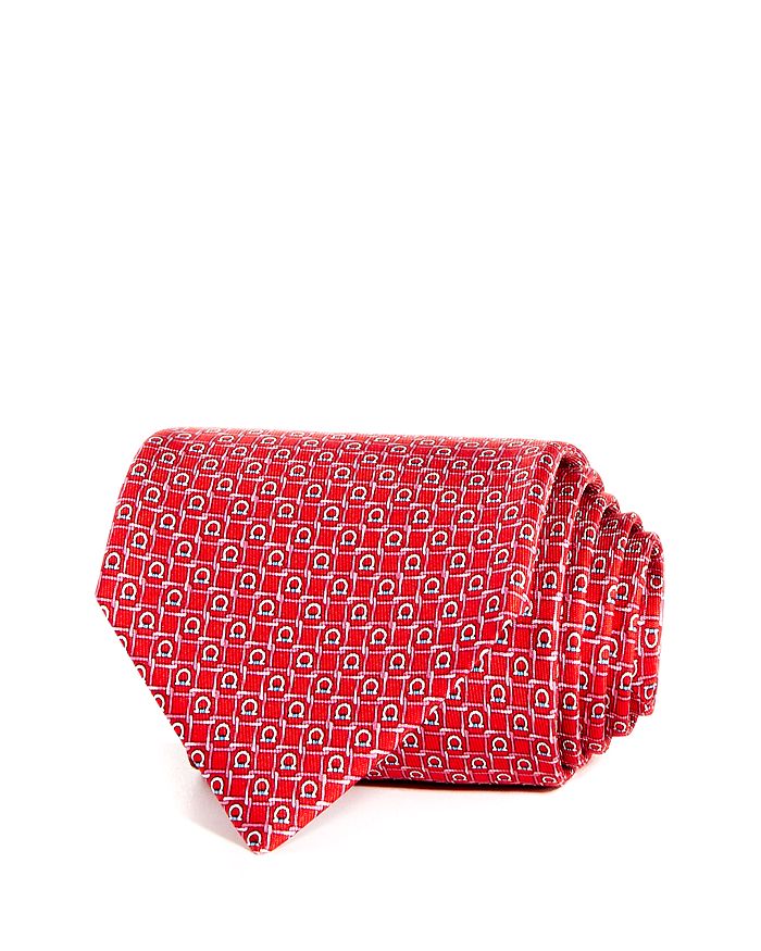 Ferragamo Gioco Gancini Silk Classic Tie In Red