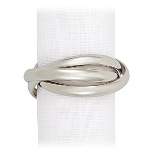 Shop L'objet Three Ring Napkin Jewels, Set Of 4 In Platinum
