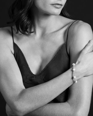 Sterling Silver & 18K Yellow Gold Luna Cultured Freshwater Pearl Station Bracelet