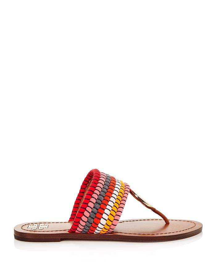 Tory Burch Women's Patos Disc Thong Sandals In Poppy Red Multi/gold | ModeSens