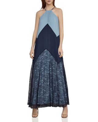 BCBGMAXAZRIA Color Block Pleated Maxi Dress Bloomingdale s