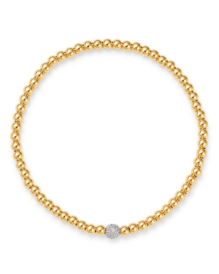 Zoe Lev 14k Yellow Gold Diamond Accent Bead Bracelet In White/gold
