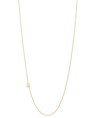 Zoe Lev - 14K Yellow Gold Asymmetrical Initial Pendant Necklace, 18"L