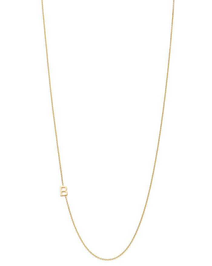 Zoe Lev 14k Yellow Gold Asymmetrical Initial Pendant Necklace, 18l In B/gold