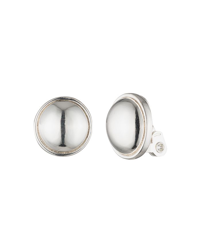 Ralph Lauren Lauren  Clip-on Button Earrings In Silver