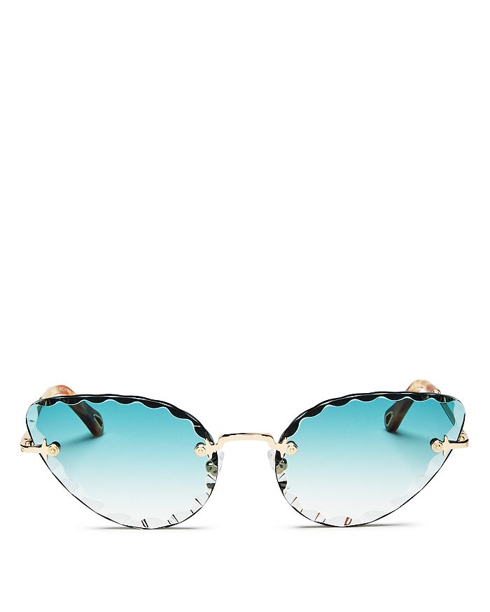 Chloé Women's Cat Eye Sunglasses, 60mm In Gold/turquoise Gradient