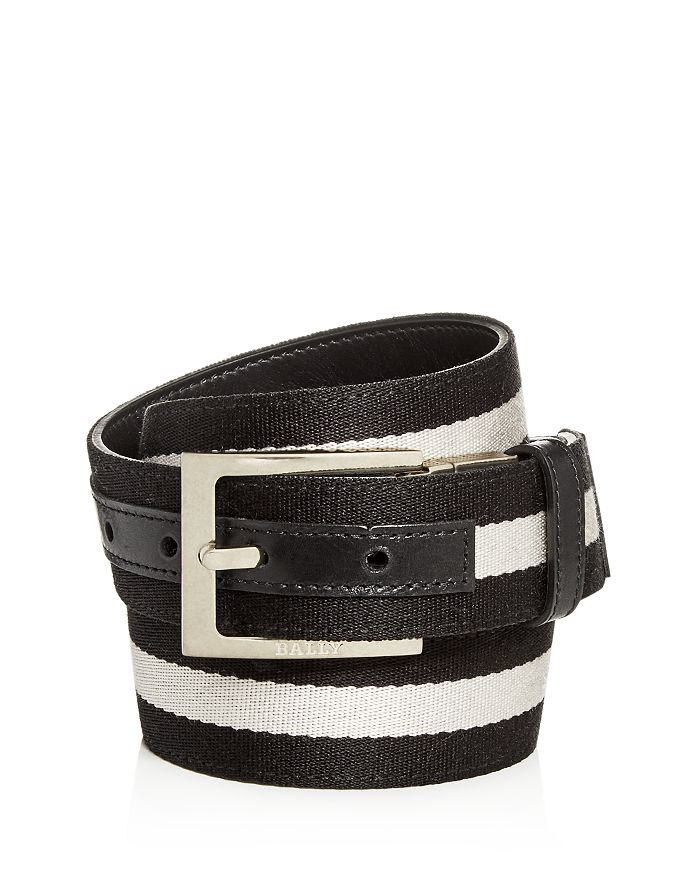 Bally Men's Striped Canvas & Leather Reversible Belt | Bloomingdale's
