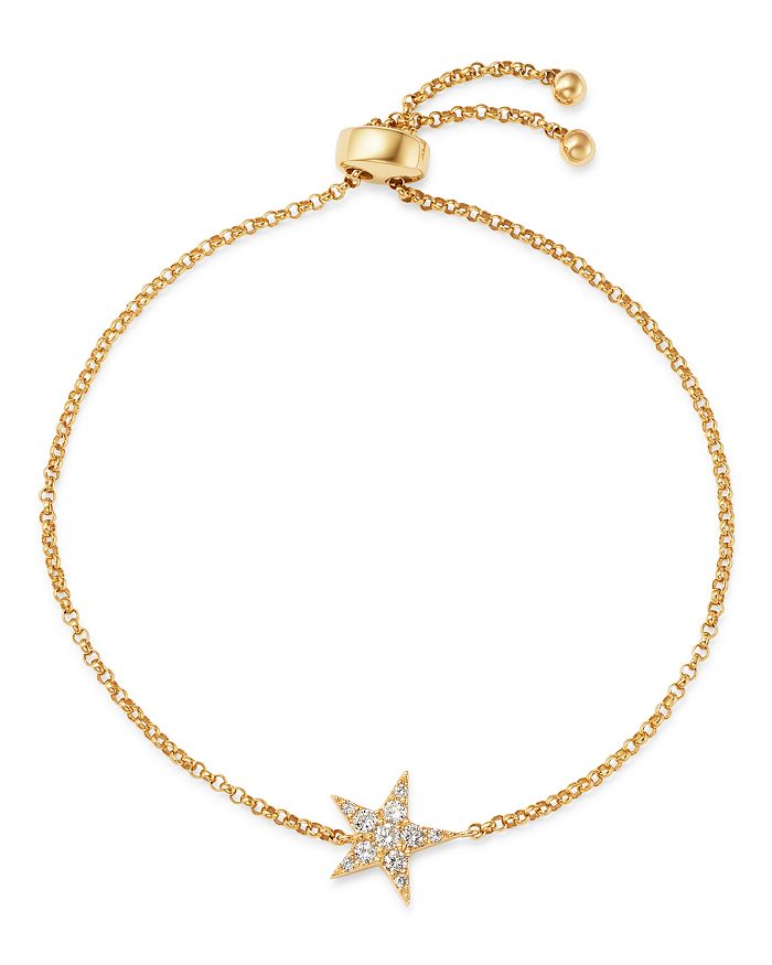 Bloomingdale's Diamond Star Bolo Bracelet In 14k Yellow Gold, 0.15 Ct. T.w. - 100% Exclusive In White/gold