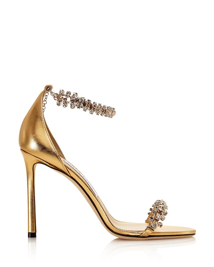 JIMMY CHOO WOMEN'S SHILOH 100 CRYSTAL EMBELLISHED HIGH-HEEL SANDALS