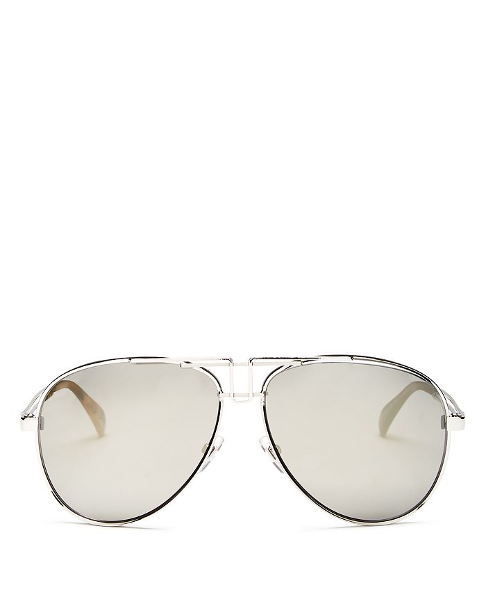 Shop Givenchy Men's Brow Bar Aviator Sunglasses, 61mm In Palladium Frame Gray Mirror Lens