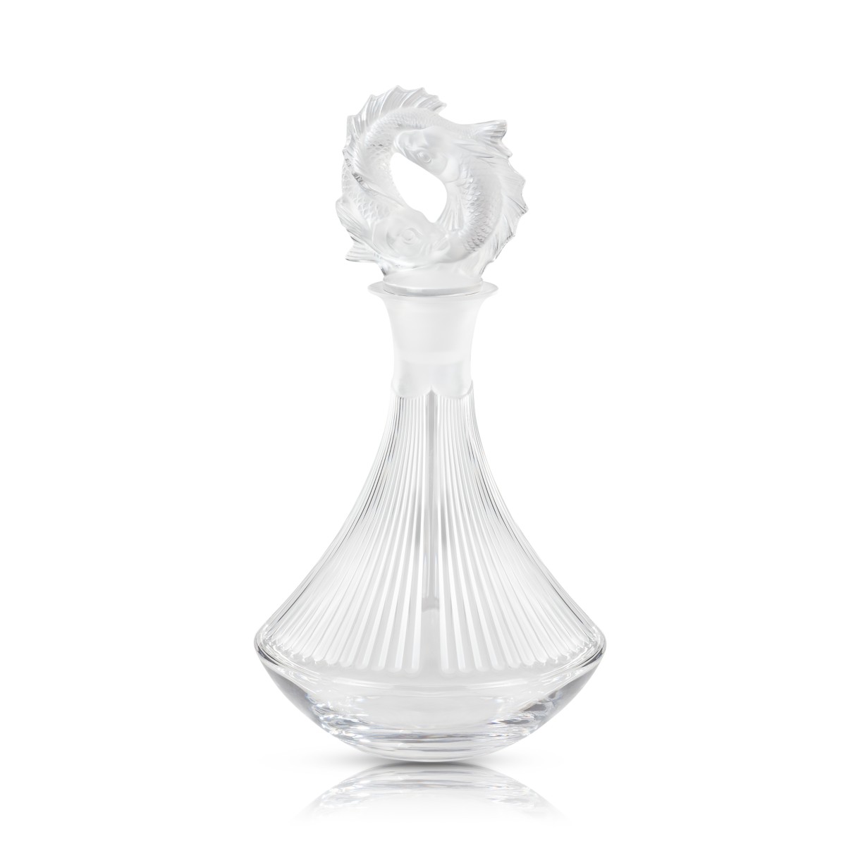 Lalique Double Fish Decanter in Clear