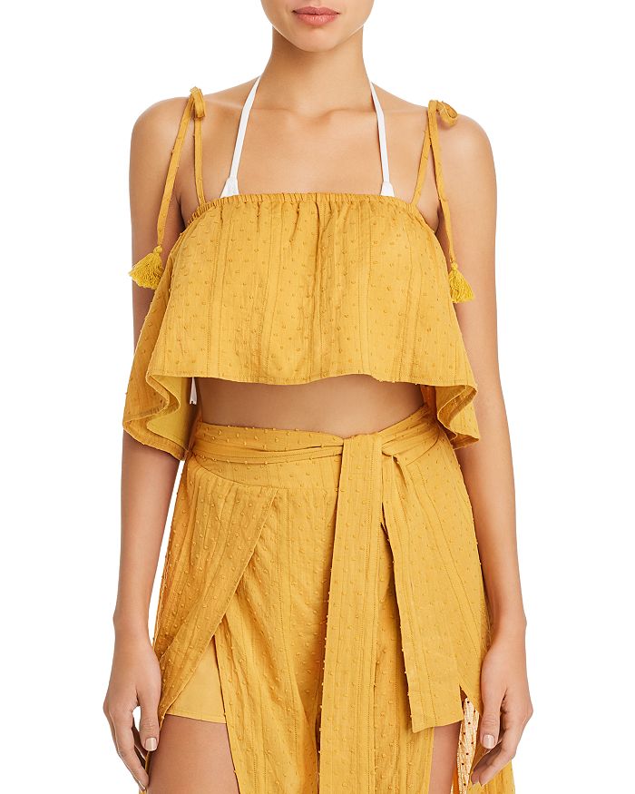 Minkpink Shady Cropped Cami Swim Cover-up In Mustard