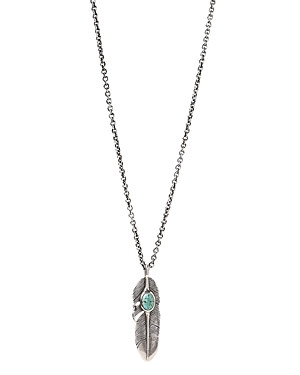 Collection Sterling Silver Artisan Metals Feather Turquoise Pendant Necklace, 24