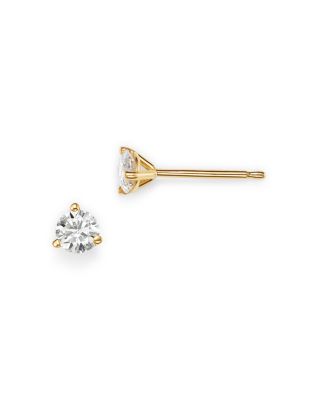 Certified Diamond Stud Earrings in 18K Yellow Gold Martini Setting, 0.33 tcw 