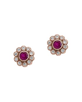 Bloomingdale's - Certified Ruby & Diamond Milgrain Stud Earrings in 14K Rose Gold - 100% Exclusive