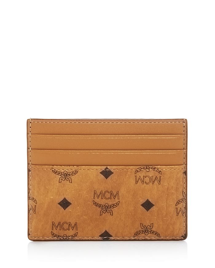 MCM Monogrammed Leather Money Clip Card Case Wallet