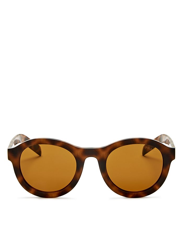 Prada Women's Round Sunglasses, 49mm In Spotted Brown/brown