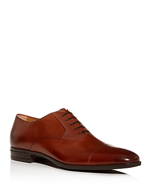 Hugo Boss Men's Kensington Leather Cap-toe Oxfords In Brown