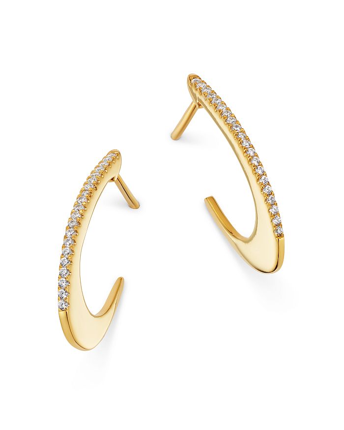 Bloomingdale's Pave Diamond Oval Hoop Earrings In 14k Yellow Gold, 0.10 Ct. T.w. - 100% Exclusive In White/gold