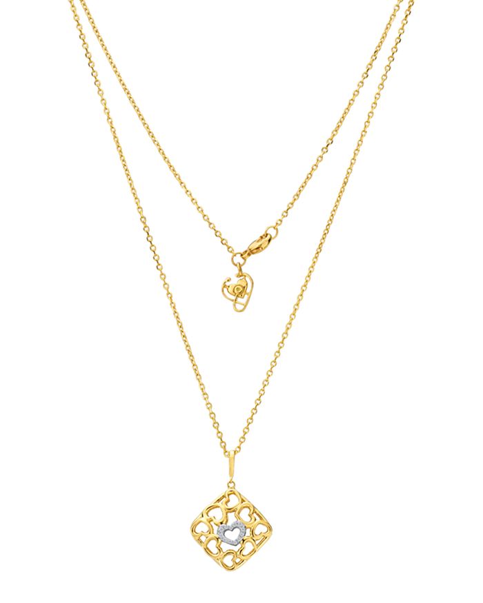 Gumuchian 18k Yellow Gold Tiny Hearts Diamond Pendant Necklace, 18 In White/gold