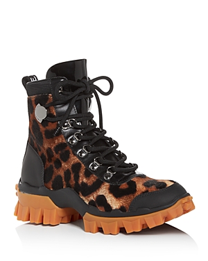 Moncler Women's Helis Leopard-print Calf Hair Hiking Boots In Leopard Print Calf Hair