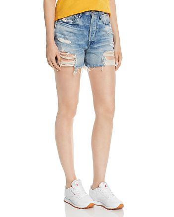 3x1 W4 Blake High Rise Distressed Denim Shorts In Ringer