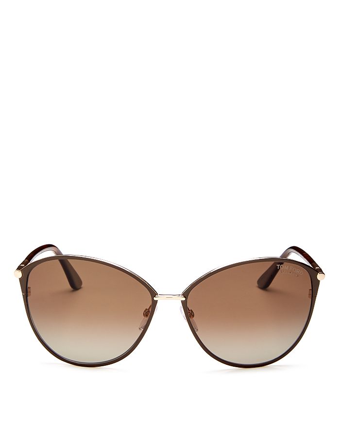 Shop Tom Ford Penelope Polarized Cat Eye Sunglasses, 59mm In Shiny Rose Gold/brown Gradient Polarized Lenses