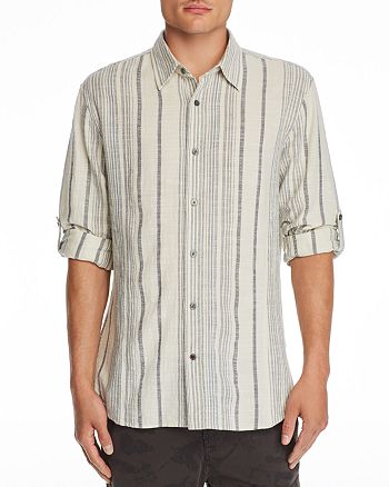 John Varvatos Star USA Renold Striped Regular Fit Roll-Tab Linen Shirt ...