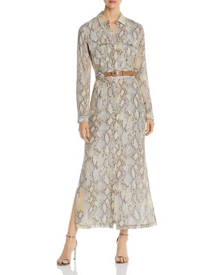 snake print maxi shirt dress