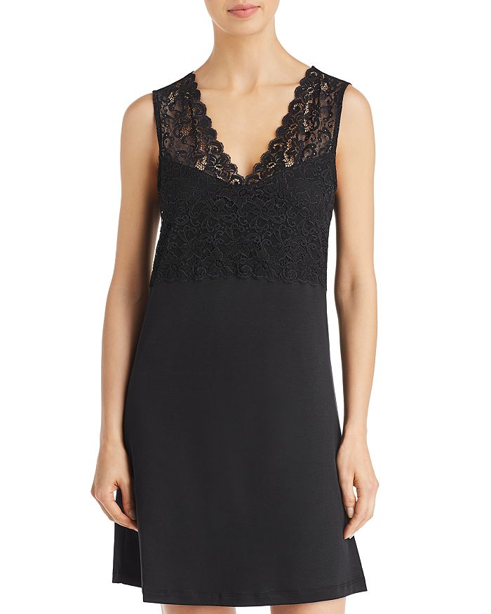 Shop Hanro Moments Lace Tank Gown In Black