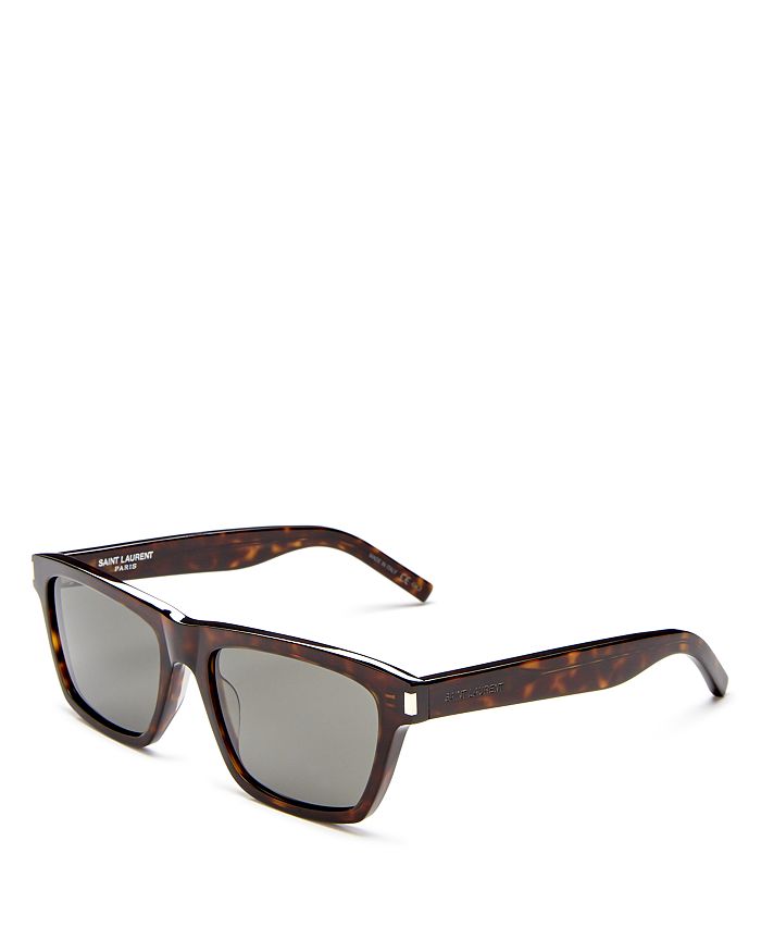 Saint Laurent Men's Square Sunglasses, 56mm In Shiny Dark Havana/gray