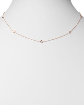 18K Rose Gold Diamond by the Inch Station Necklace, 16"-18"