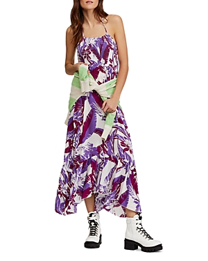 Free People Heat Wave Floral Print High/low Dress In Ivory