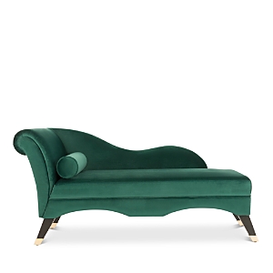 Safavieh Caiden Velvet Chaise With Pillow In Emerald/espresso