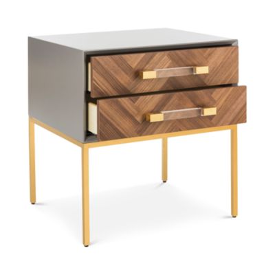 Sanford Walnut 2-Drawer Side Table