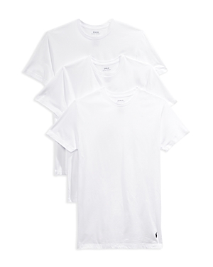 Shop Polo Ralph Lauren Cotton Solid Classic Fit Crewneck Undershirts, Pack Of 5 In White