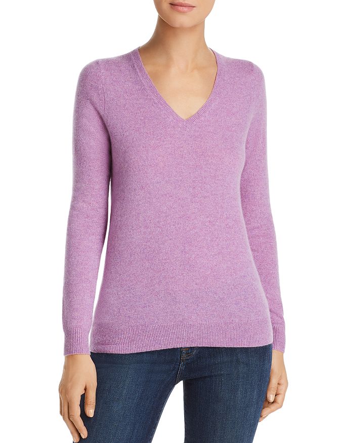 C By Bloomingdale's V-neck Cashmere Sweater - 100% Exclusive In Marled Purple