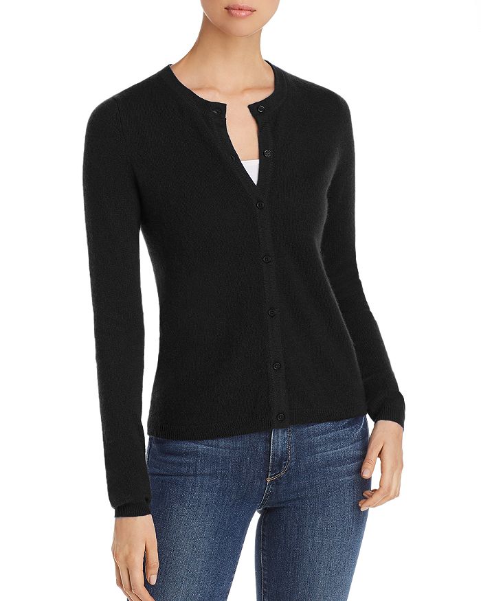 C By Bloomingdale's Crewneck Cashmere Cardigan - 100% Exclusive In Black