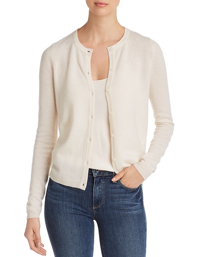 C By Bloomingdale's Crewneck Cashmere Cardigan - 100% Exclusive In Ivory