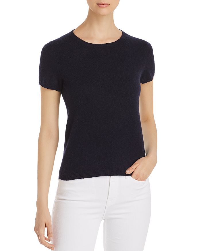 C By Bloomingdale's Short-sleeve Cashmere Sweater - 100% Exclusive In Navy