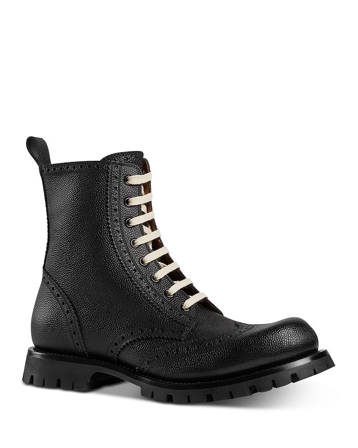 Gucci Men s Leather Brogue Lace Up Boots Bloomingdale s