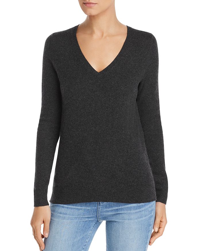 C By Bloomingdale's V-neck Cashmere Sweater - 100% Exclusive In Dark Gray