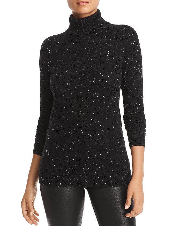 C By Bloomingdale's Cashmere Turtleneck Sweater - 100% Exclusive In Black Donegal